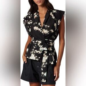 NWT Joie Ashlene Wrap Top in Caviar Multi Size XS